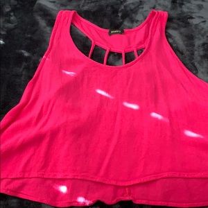 Caged back pink tank top
